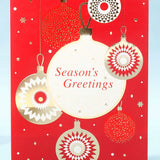 Pack of 50 Season's Greetings Red Baubles Greeting Card