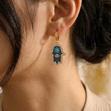 Blue Hamsa Hand Charm Drop Earrings | Stupid Cupid