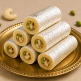 Rudraksha Rakhi with Kaju Roll & Almonds | Sacred Rakhi Dry Fruit Hamper