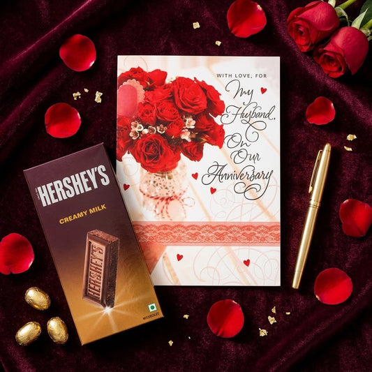 With Love For My Husband' Anniversary Card With Chocolate