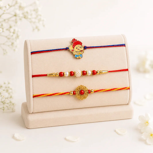 Pearl, Mauli & Bal Ganesha Rakhi Family Pack | Complete Rakhi Set for All Brothers
