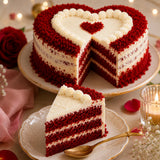 Red Velvet Heart Shape Cream Cake