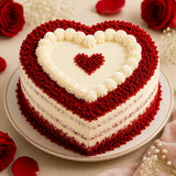 Red Velvet Heart Shape Cream Cake