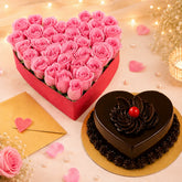 35 Pink Roses With Eggless Chocolate Truffle Cake