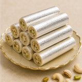 Pearl Rakhi with Kaju Roll & Almonds | Festive Raksha Bandhan Sweet Gift