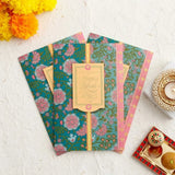 Pack of 3 Teal Floral 'Dear Brother, Happy Bhai Dooj' Greeting Cards