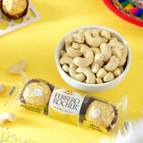 Sparkling Rakhi Hamper with Soan Papdi, Cashew Nuts & Ferrero Rocher