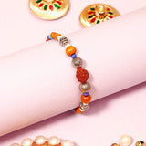Rudraksh Wood Bead Rakhi with Besan Laddo