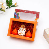 Ganesha Idol with Set of 2 Modak Diyas - Orange