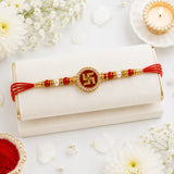 Set of 2 Swastik Om Devotional Rakhi with Cadbury Chocolates | Spiritual Rakhi Gift
