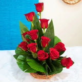 Classic Red Roses Basket Arrangement