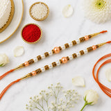 Set of 2 Pearl Rakhi with Snickers Chocolate Bars and Plant | Sweet Sibling Rakhi Gift