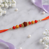 Rudraksha Rakhi With Cadbury Silk Chocolates