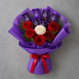 6 Red Roses & Dairy Milk Chocolate Bouquet