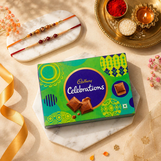 Set Of 2 Rakhi With Cadbury Celebrations Chocolate