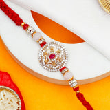 Kundan Floral Medallion Rakhi with Gulab Jamun & Dry Fruits
