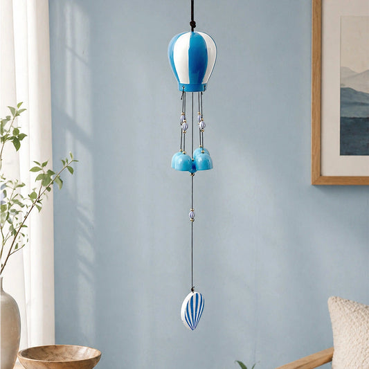 Sky Blue & White Hot Air Balloon Wind Chime
