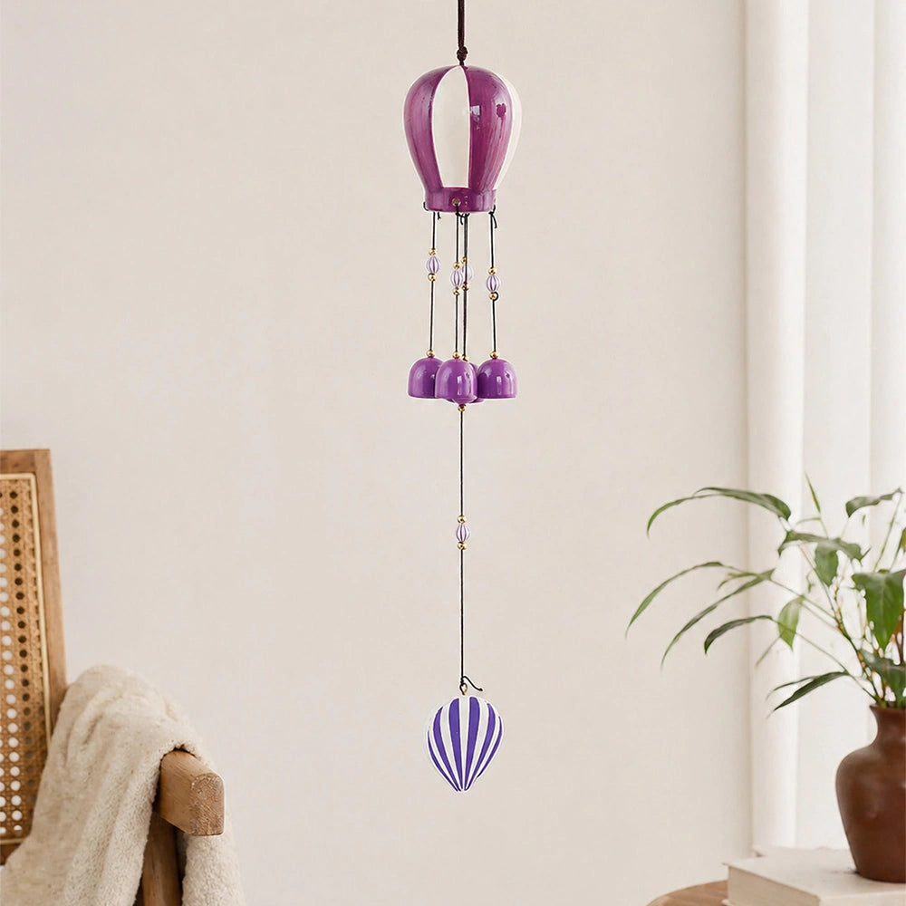 Purple & White Hot Air Balloon Wind Chime