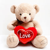 Coffee Brown Teddy Bear With Heart - Large