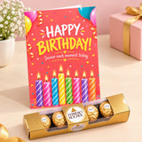 Happy Birthday Candles Personalised Greeting Card with Chocolate