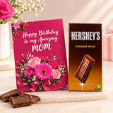 Happy Birthday Mom Floral Bouquet Personalised Greeting Card with Chocolate