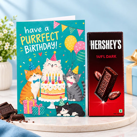 Purrfect Birthday Cats Personalised Greeting Card with Chocolate