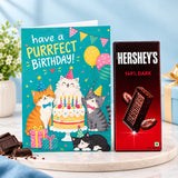 Purrfect Birthday Cats Personalised Greeting Card with Chocolate