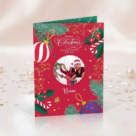 Merry Christmas With Best Wishes and Love Personalised Card