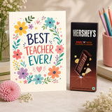 "Floral Design" Personalized Teacher's Day Card and with Hershey's Dark 'N' Rich Coffee