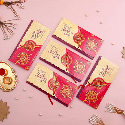 Pack Of 5 Rakhi Wishes for a Dear Brother Rakhi Mailer