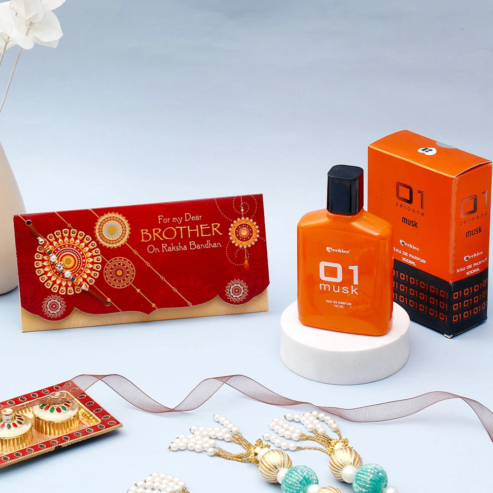 Archies 'For My Dear Brother' Rakhi Mailer With 01 Musk Perfume
