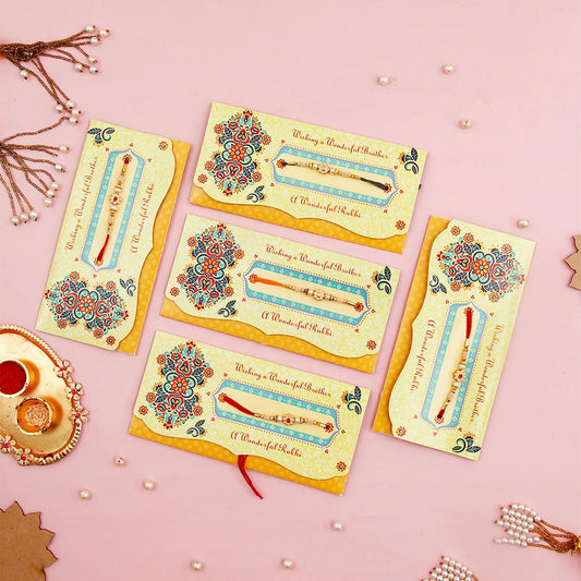 Pack Of 5 Wishing A Wonderful Brother Rakhi Mailer