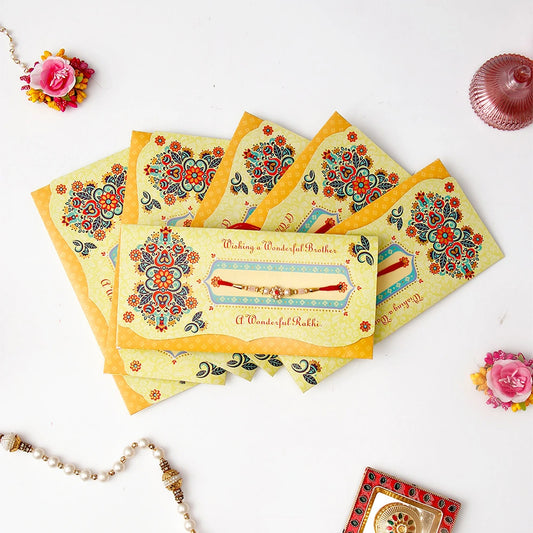 Pack Of 6 Wishing A Wonderful Brother Rakhi Mailer