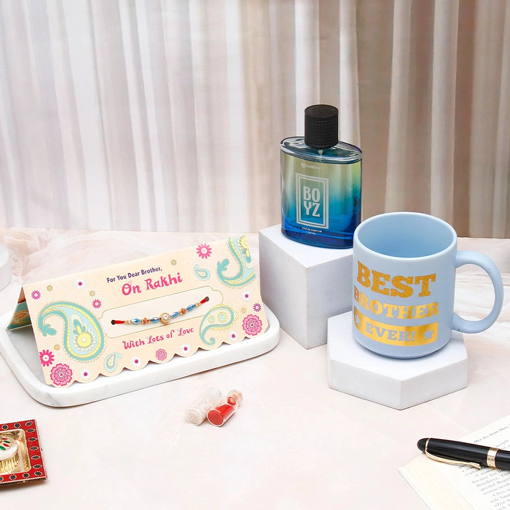 BOYZ Perfume with Best Brother Mug & Rakhi Paisley Mailer