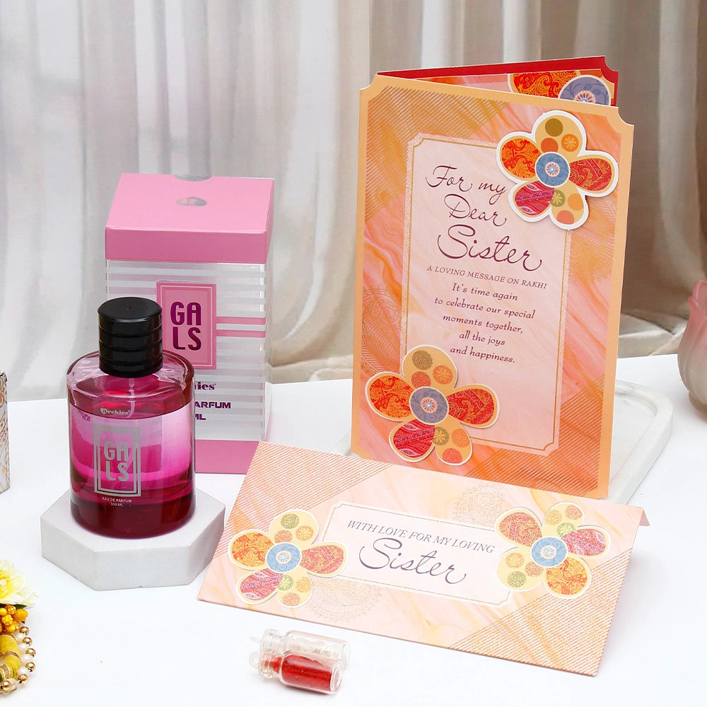 GALS Perfume & Sister Rakhi Card Gift Set