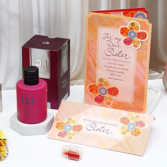 01 Perfume & Sister Rakhi Card Gift Set