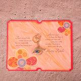 Sacred Evil Eye Keychain With Sister Greeting Card