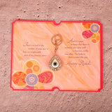 Golden Evil Eye Keychain With Sister Greeting Card