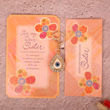 Golden Evil Eye Keychain With Sister Greeting Card