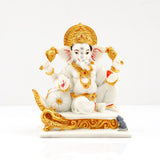 White & Gold Ganesha Idol