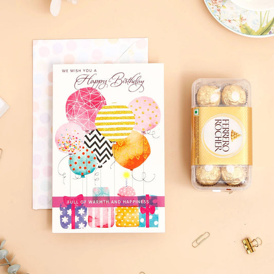 We Wish You A Happy Birthday Greeitng Card and Ferrero Rocher 200 GM