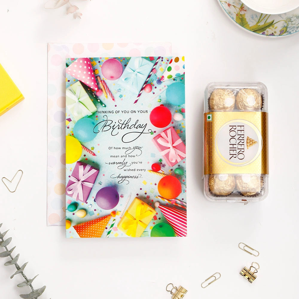 Have A Great Day Birthday Greeting Card and Ferrero Rocher 200 GM