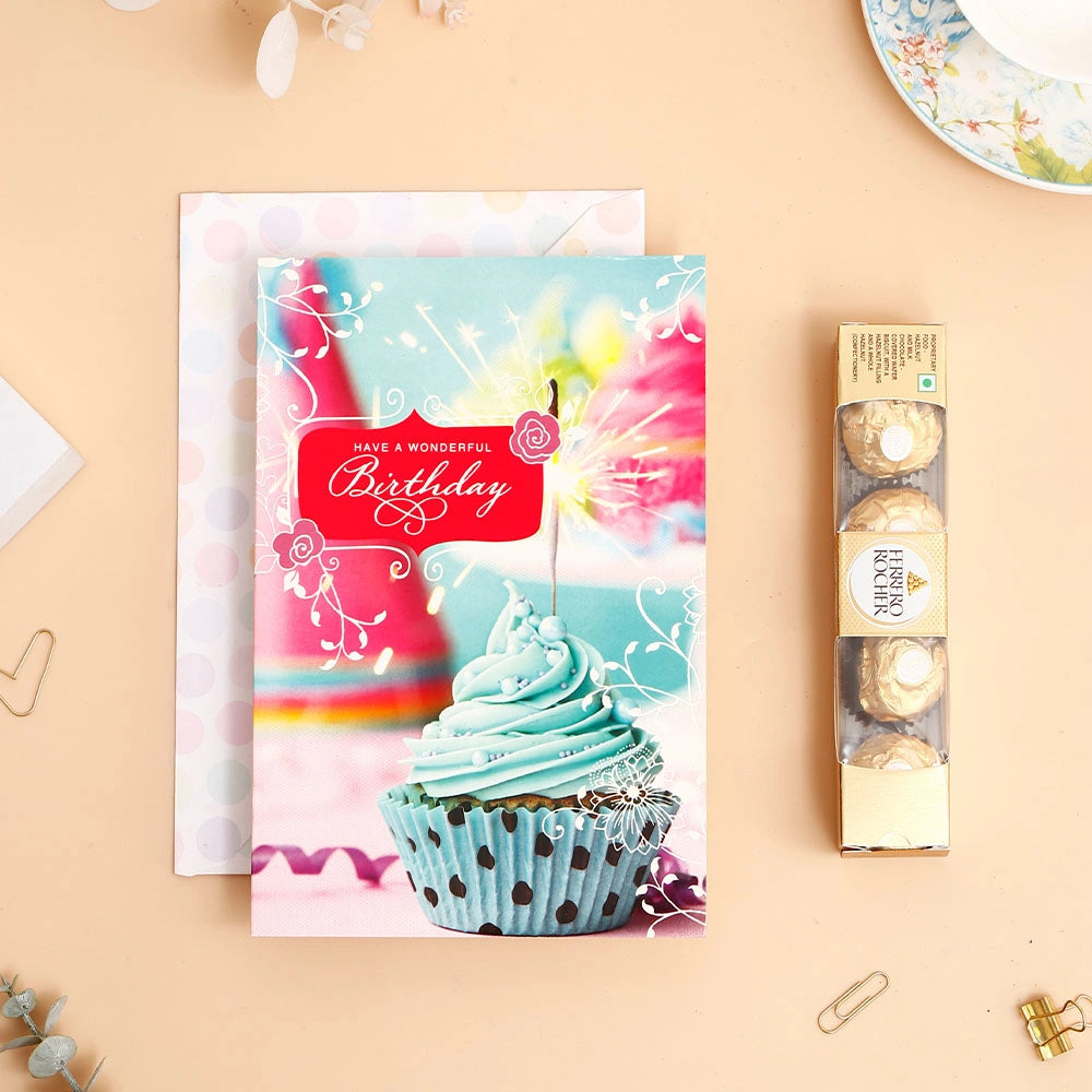 Have A Wonderful Birthday Greeting Card and Ferrero Rocher 50 GM