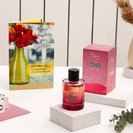 Happy Thoughts On Your Birthday Greeting Card and Perfume