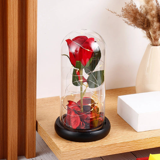 Forever Red Rose in Glass Dome with LED Light