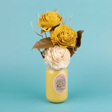 Blooming Yellow Rose Ceramic Vase