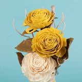 Blooming Yellow Rose Ceramic Vase