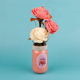 Blooming Pink Rose Ceramic Vase