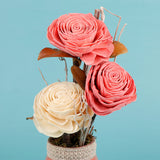 Blooming Pink Rose Ceramic Vase