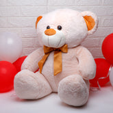 White Teddy Bear with Yellow Bow Soft Toy